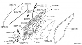 Уплотнитель задней правой двери Nissan Rogue AWD QR25DE 2014- 828304BA0A 00-00005147