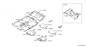 Покрытие пола, ковер задняя часть Nissan Rogue AWD QR25DE 2014- 749064BA0B 00-00005177
