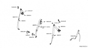 Ремень безопасности задний левый Nissan Rogue AWD QR25DE 2014- 888444BA9A 00-00005227