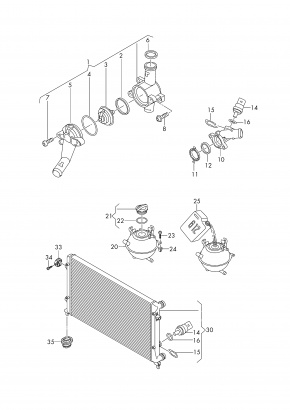 Корпус термостата в сборе Volkswagen Passat B7 2.5 USA CBUA 2011-2015 07K121121B 00-00004385