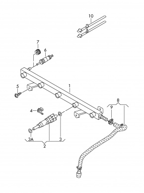 Топливный шланг Volkswagen Passat B7 2.5 USA CBUA 2011-2015 5C0133986J 5C0133986C 00-00004408