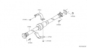 Нижний кронштейн подшипника карданного вала Nissan Rogue AWD QR25DE 2014- 37512EN000 00-00004859