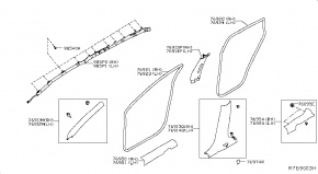 Уплотнитель проема задней левой двери Nissan Rogue AWD QR25DE 2014- 769244BA0A 00-00005086