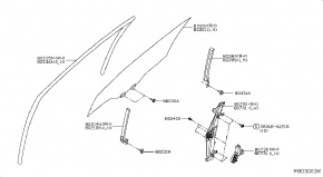 Уплотнитель стекла передней правой двери Nissan Rogue AWD QR25DE 2014- 803304BA0A 00-00005127