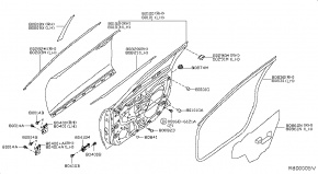 Молдинг верхний передней правой двери хром Nissan Rogue AWD QR25DE 2014- 802824BA0A 00-00005150