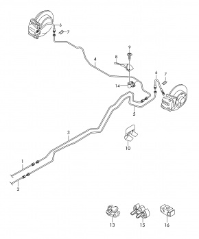 Шланг тормозной - левая сторона, зад Volkswagen Passat B7 2.5 USA CBUA 2011-2015 561611775 5C1614726A 561611776 00-00004446