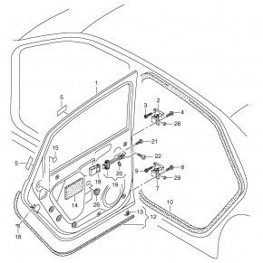 Уплотнитель двери зад правый Volkswagen Passat B7 2.5 USA CBTA 2011-2014 561839700 561839700A 00-00004443