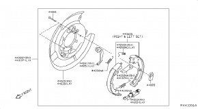Стояночный тормоз, задний правый Nissan Rogue AWD QR25DE 2014- 440004CU1A 00-00004879