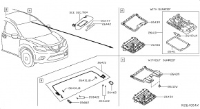 Плафон освещения салона Nissan Rogue AWD QR25DE 2014- 264304GA1A 00-00004927
