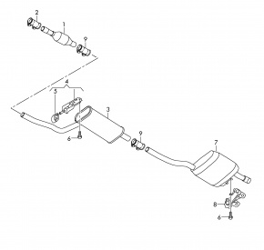 Глушитель задний Volkswagen Passat B7 2.5 USA CBUA 2011-2015 561253609J 00-00004339