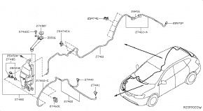 Форсунка стеклоомывателя левая Nissan Rogue AWD QR25DE 2014- 289314BA0A 00-00004934