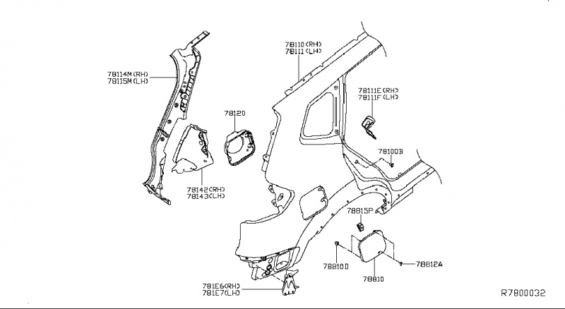 Фиксатор Nissan Rogue AWD QR25DE 2014- G66904BAMA
