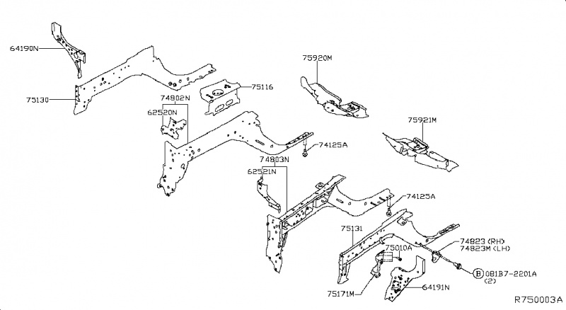 Правый кронштейн опоры двигателя Nissan Rogue AWD QR25DE 2014- G51164BAMA