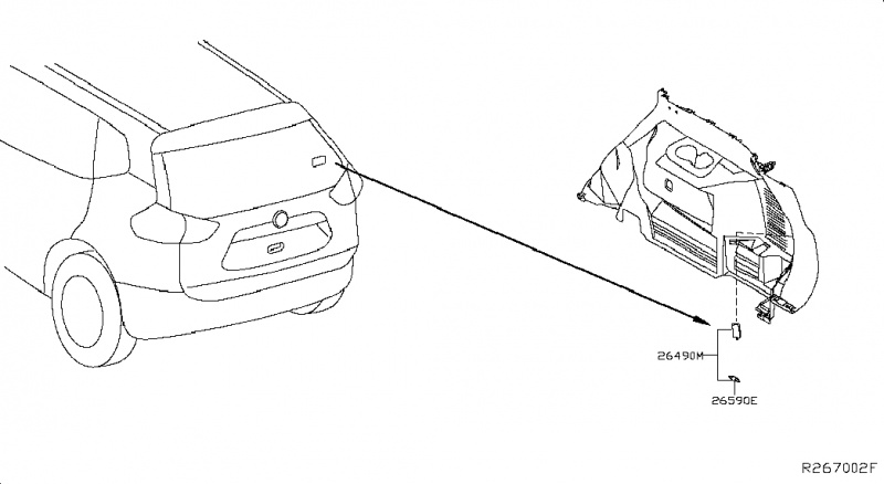 Плафон освещения багажника Nissan Rogue AWD QR25DE 2014- 26490ED000