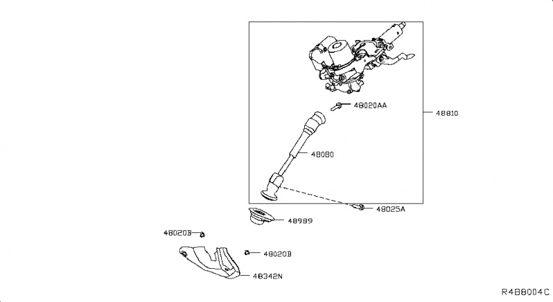 Карданчик, шарнир рулевой колонки Nissan Rogue AWD QR25DE 2014- 480804BA2A