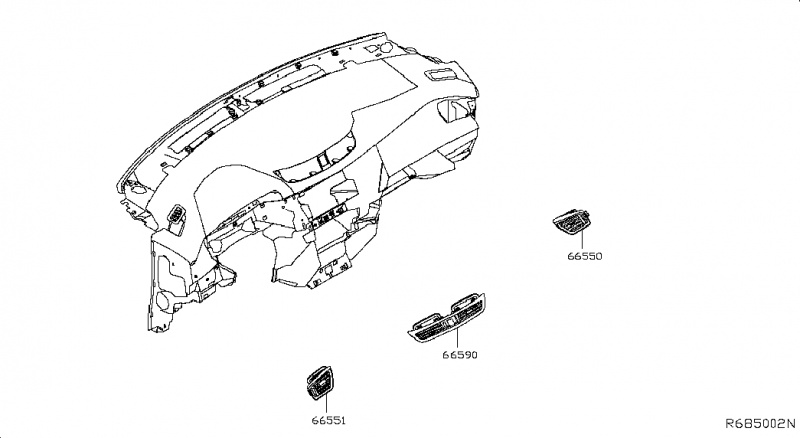 Дефлектор торпедо правый Nissan Rogue AWD QR25DE 2014- 687604BA1A